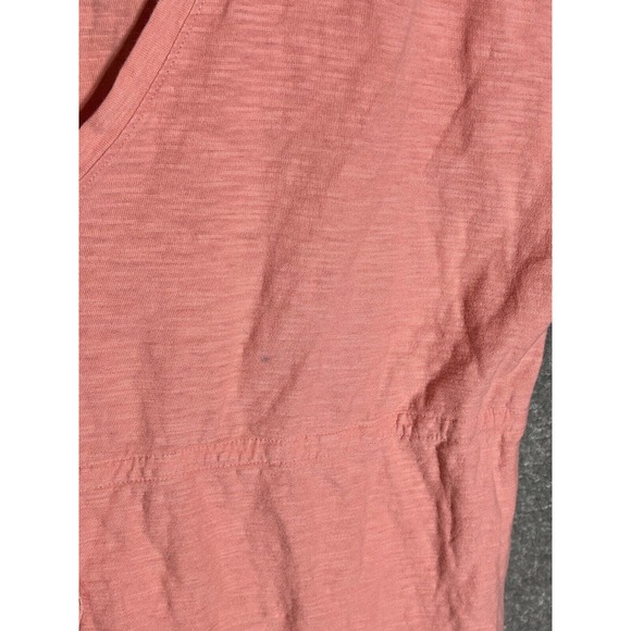 J Jill Deep V-Neck‎ Drawstring Waist Top Womens Size Large Peach Pima Cotton - Picture 7 of 9